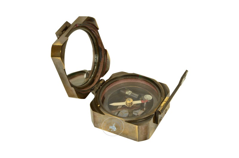 Aasiya Nautical Kelvin & Hughes Natural Sine Brass Pocket Compass â€“ Vintage Mining Compass & Outdoor Navigation Tool - Image 2